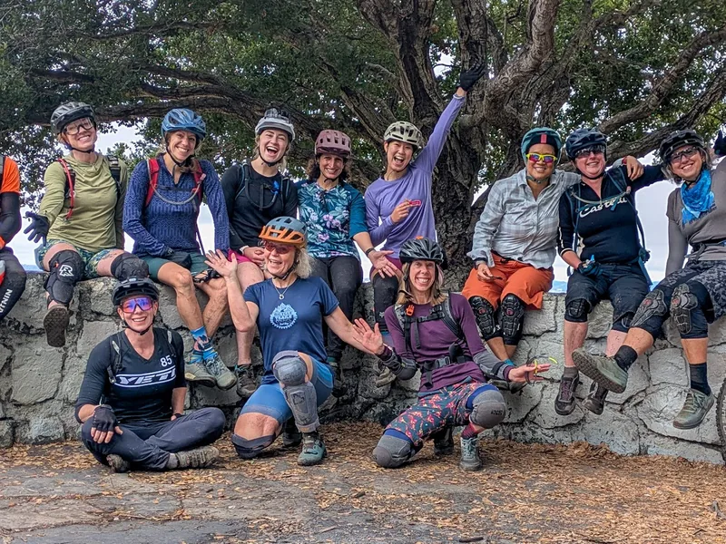 Rebecca leading a Ride Like a Girl women's ride at Joaquin Miller Park